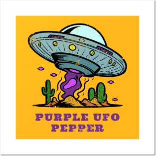 Purple UFO Pepper Posters and Art